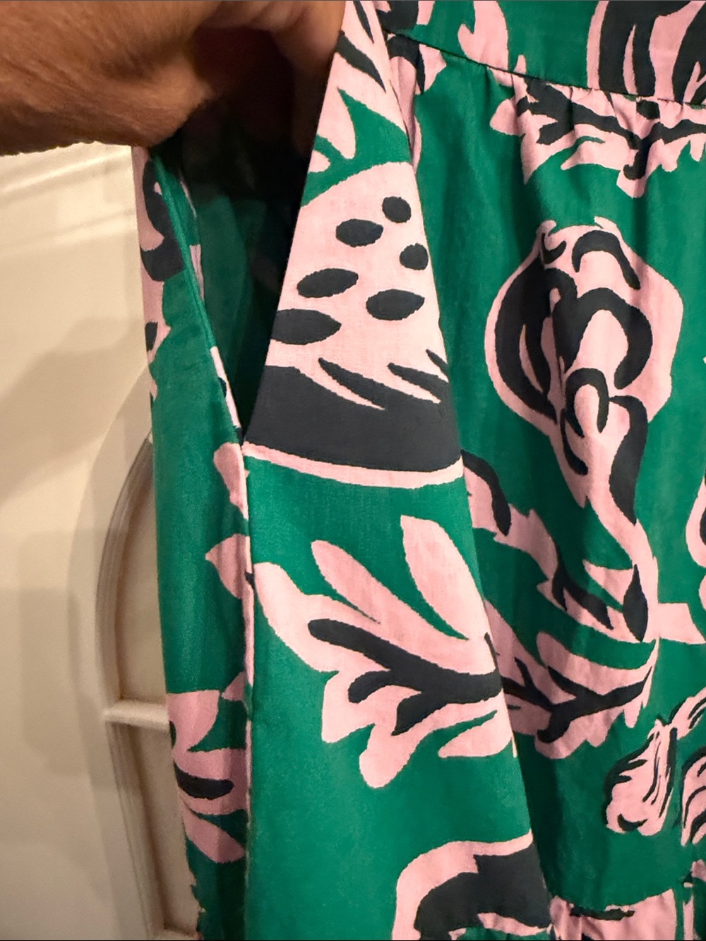Boden Green Pink Floral Tiered Maxi Skirt 100% Cotton side pockets, cottagecore - Picture 11 of 13